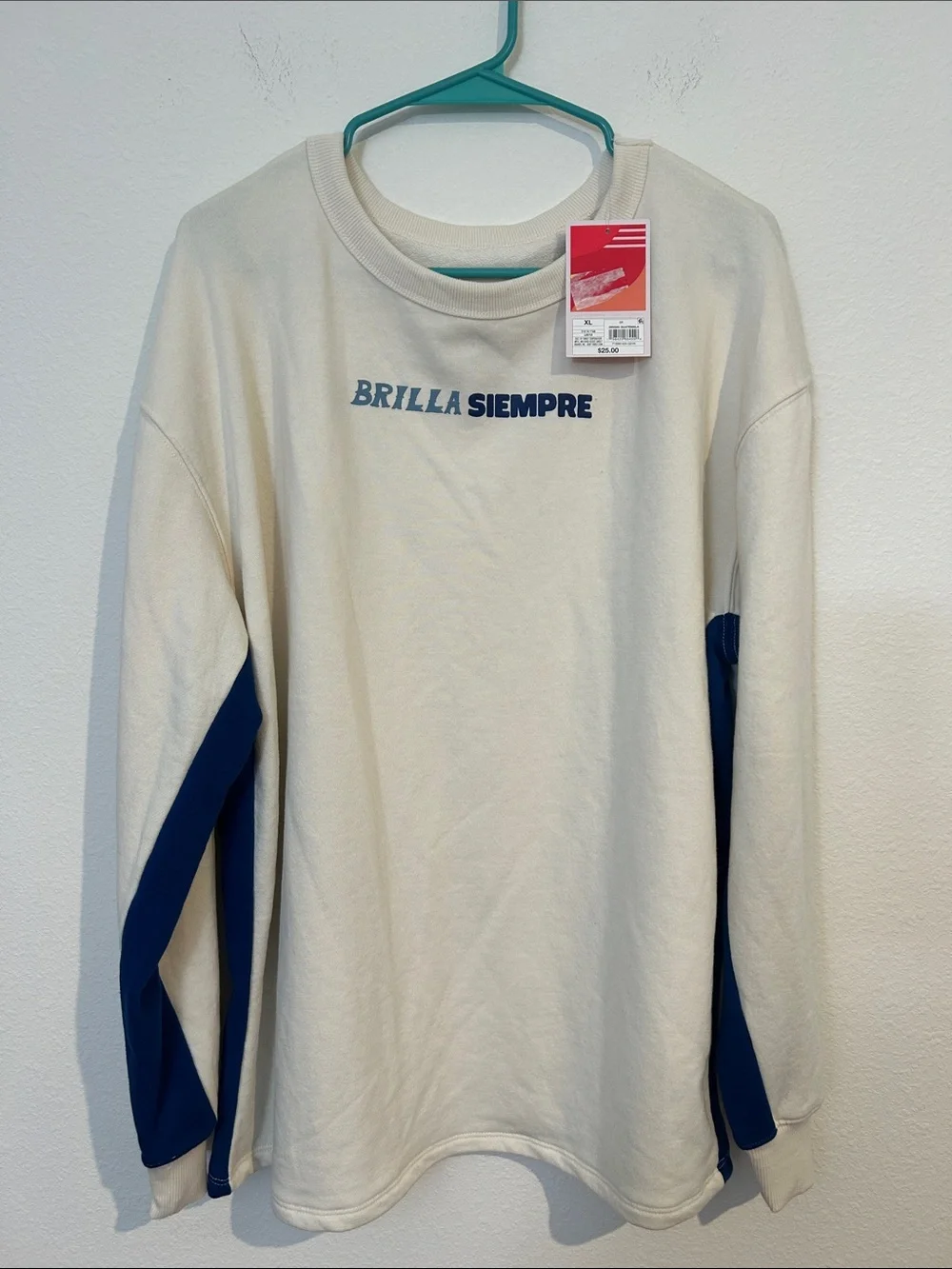 Cream & Navy Contrast Crewneck Sweatshirt